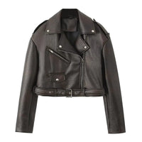 MODÉRA Cropped Faux-Leather Moto Jacket